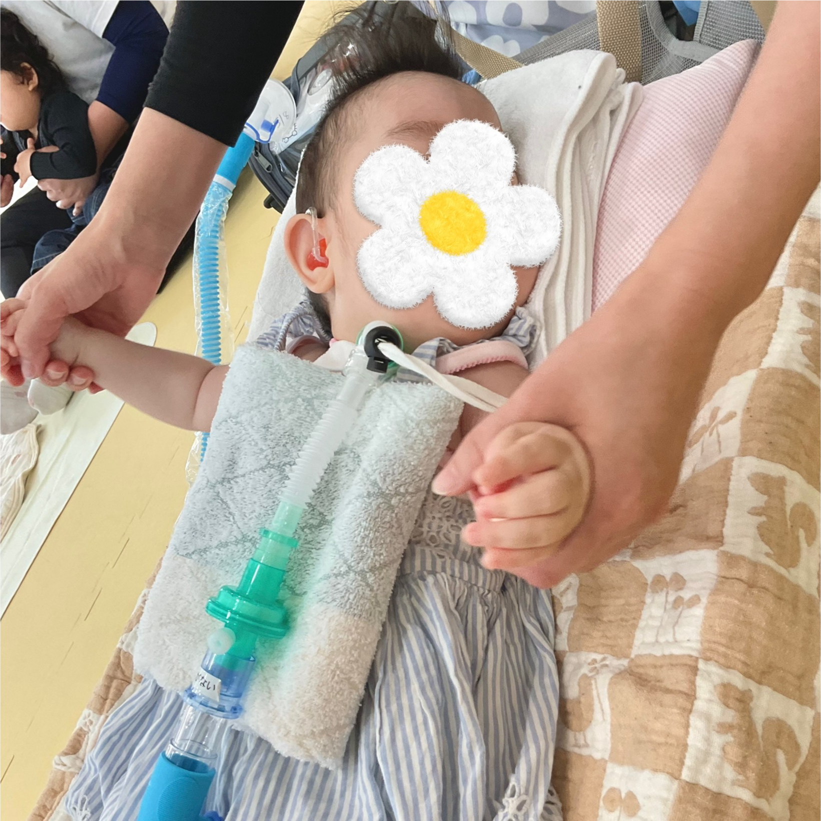 関西、兵庫県、神戸市北区にある重症心身障がい・医療的ケアに対応した児童発達支援施設「こどもデイ　はれいろ」の朝の活動「ラジオ体操」です。