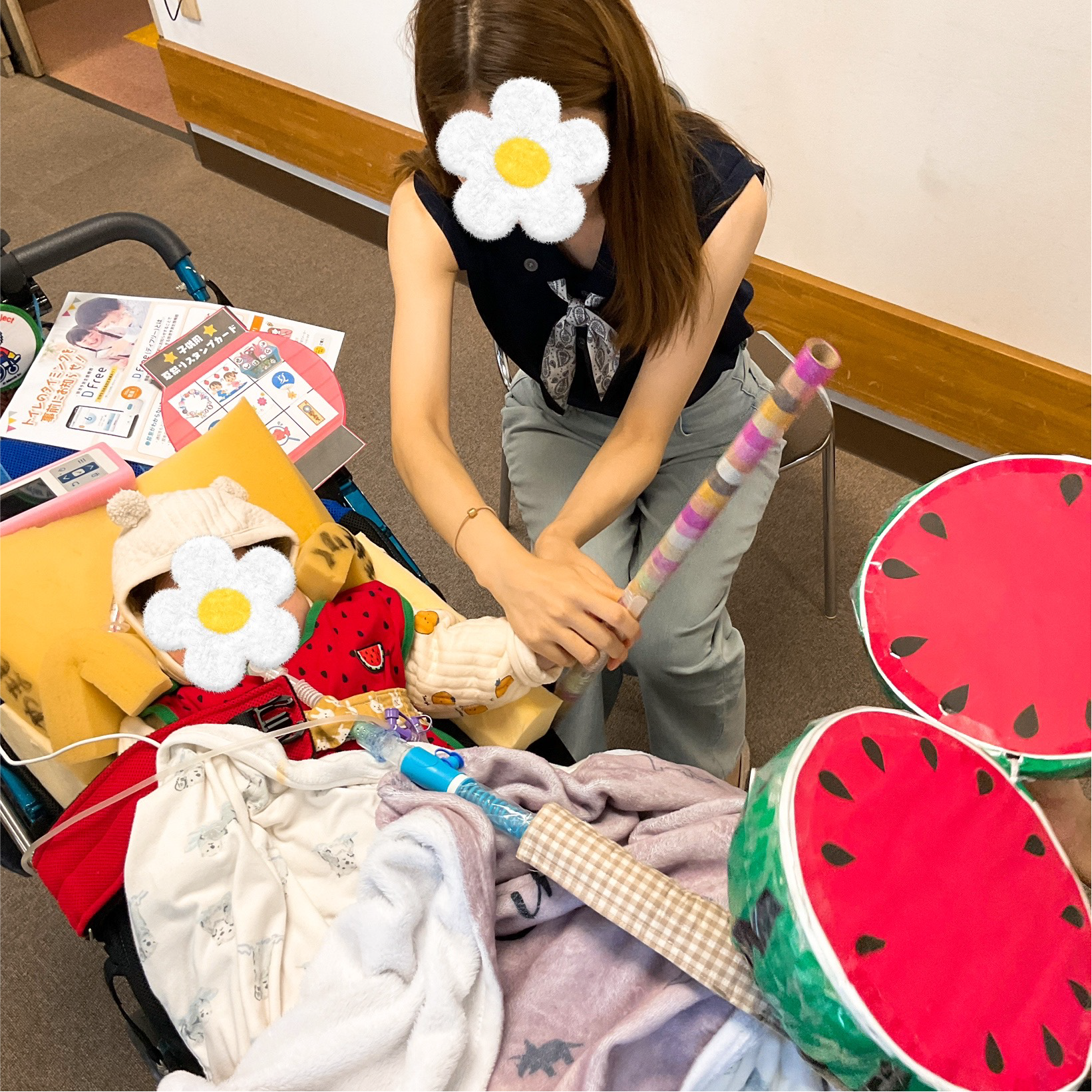 関西、兵庫県、神戸市北区にある重症心身障がい・医療的ケアに対応した児童発達支援施設「こどもデイ　はれいろ」では、初めての夏祭りをしあわせの村で開催しました。