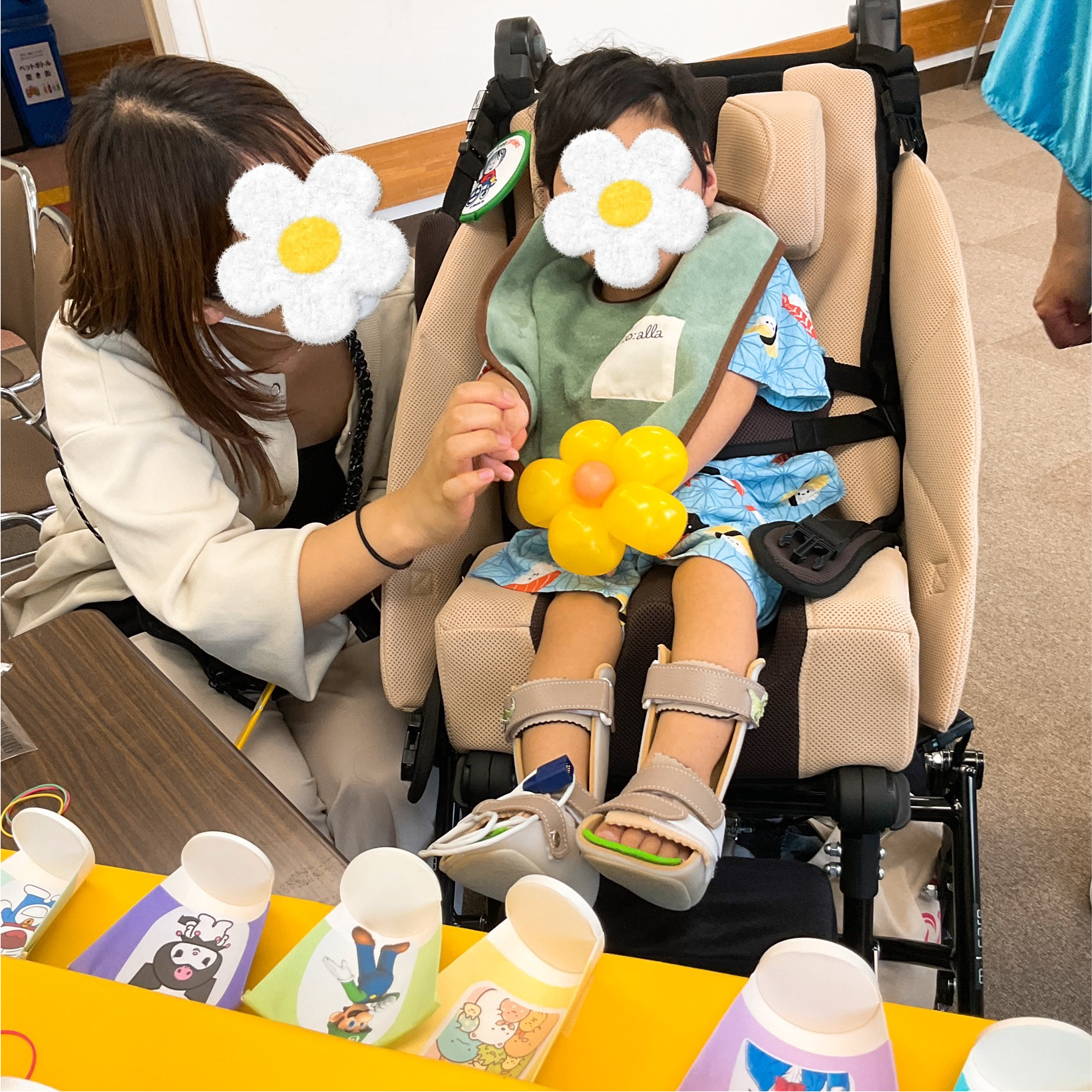 関西、兵庫県、神戸市北区にある重症心身障がい・医療的ケアに対応した児童発達支援施設「こどもデイ　はれいろ」では、初めての夏祭りをしあわせの村で開催しました。