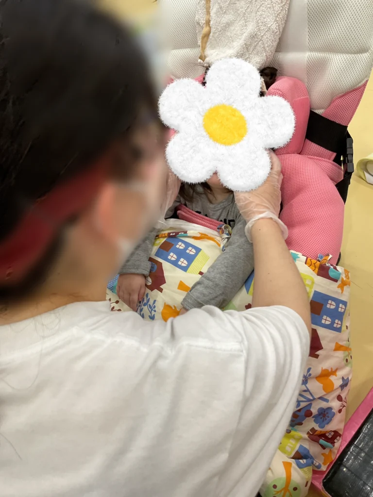 兵庫県神戸市北区、児童発達支援、居宅訪問型児童発達支援こどもデイはれいろです。ふれあい遊びを行っています。